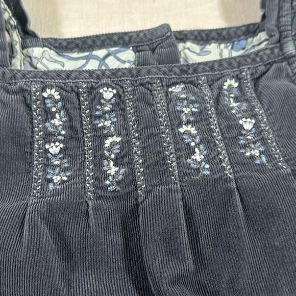 Janie & Jack Purple Blue Floral Embroidered Corduroy Jumper Dress size 2T - Picture 3 of 13